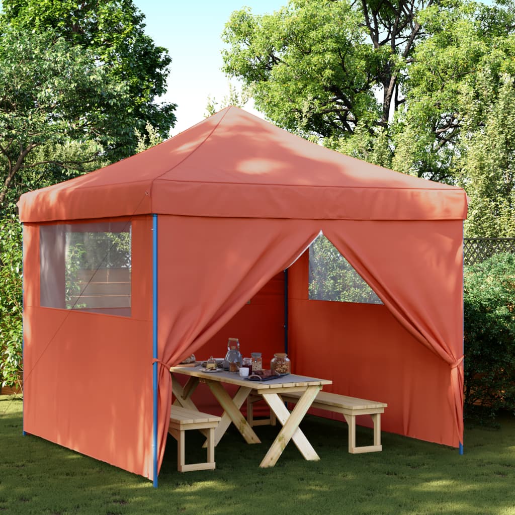 foldbart pop-up festtelt med 4 sidevægge terracotta