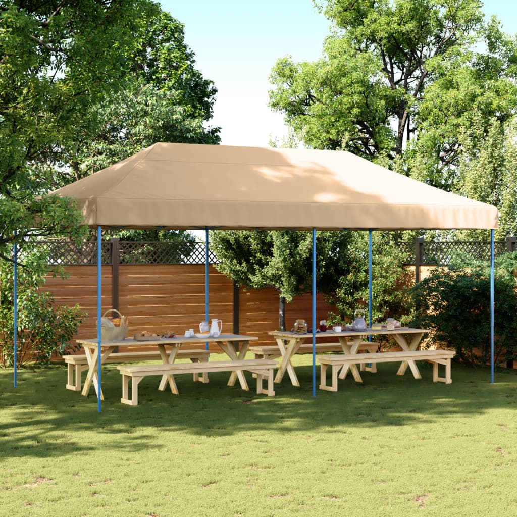 foldbart pop up-festtelt 580x292x315 cm beige