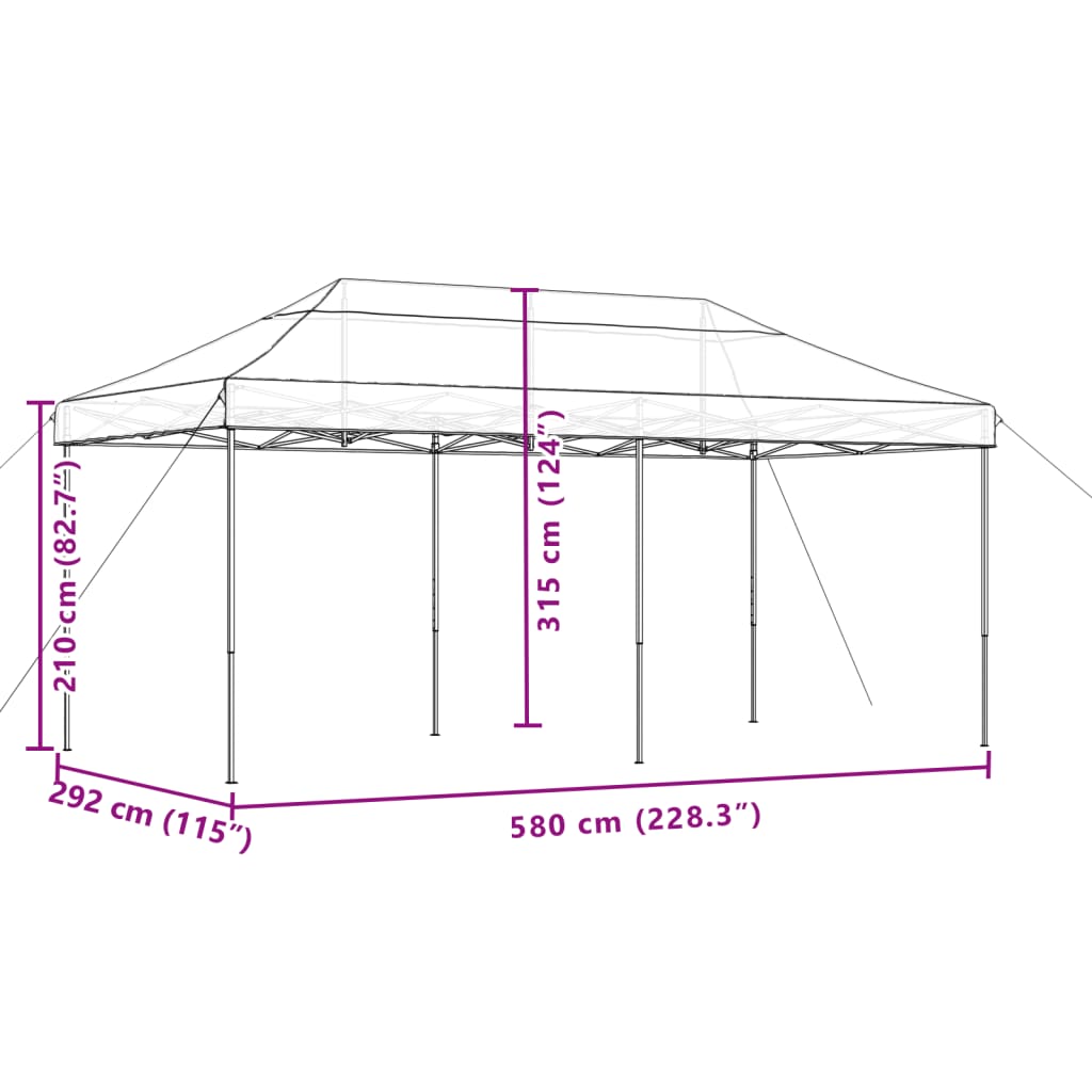 foldbart pop up-festtelt 580x292x315 cm grøn