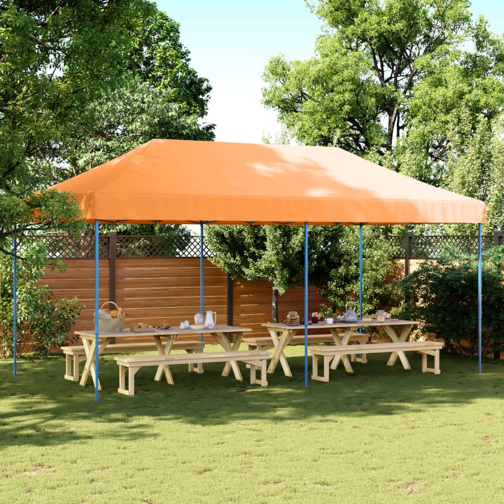 foldbart pop up-festtelt 580x292x315 cm orange