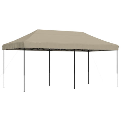 foldbart pop up-festtelt 580x292x315 cm gråbrun