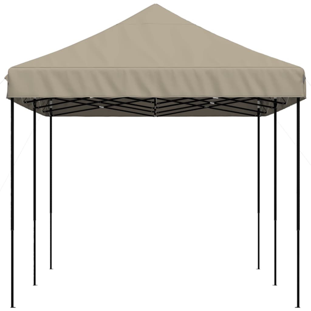 foldbart pop up-festtelt 580x292x315 cm gråbrun