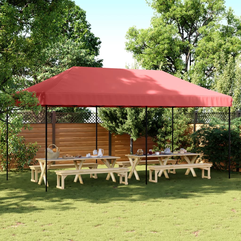 foldbart pop up-festtelt 580x292x315 cm bordeaux