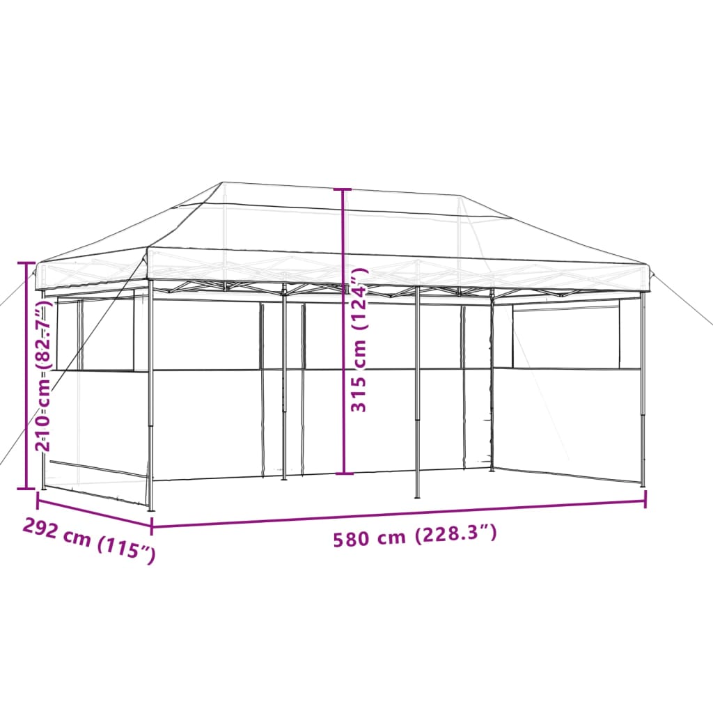 foldbart pop-up festtelt med 3 sidevægge beige