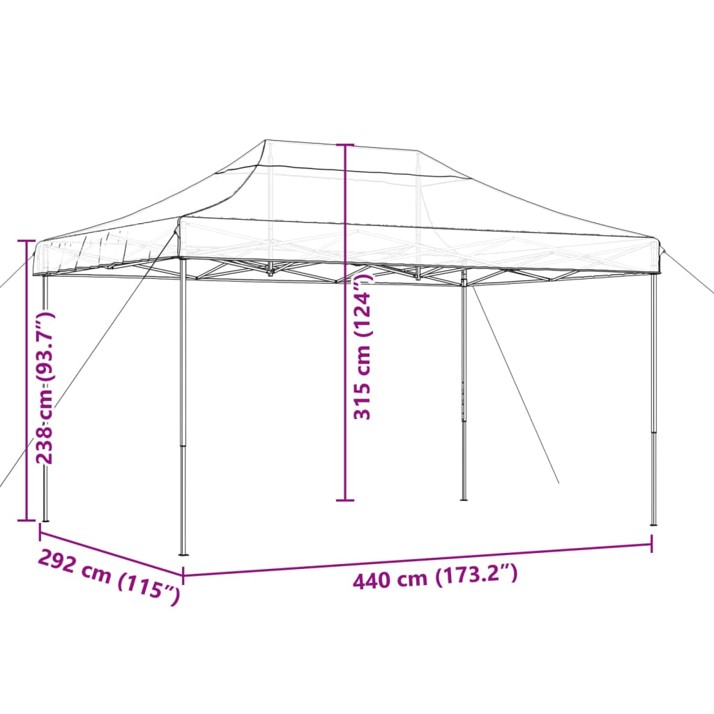 foldbart pop up-festtelt 440x292x315 cm grøn