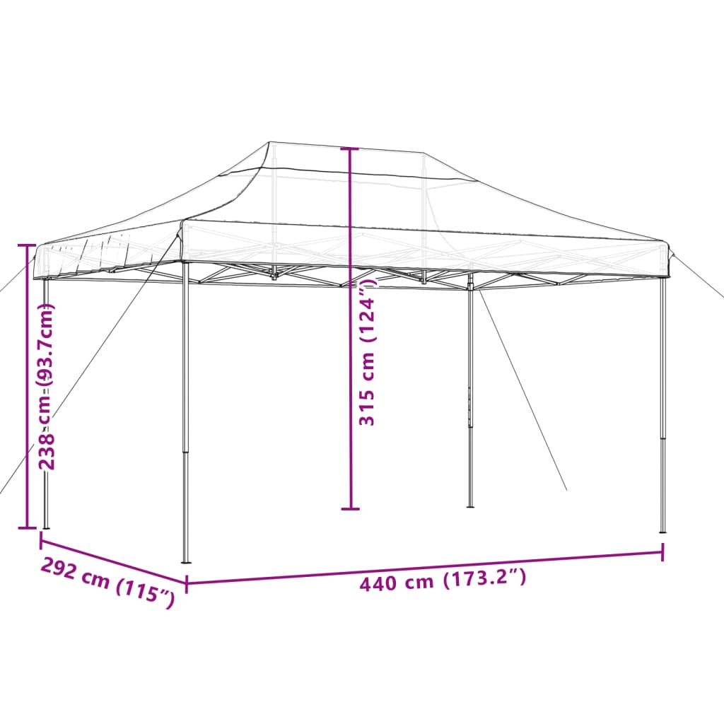 pop op-festtelt 440x292x315 cm foldbart orange