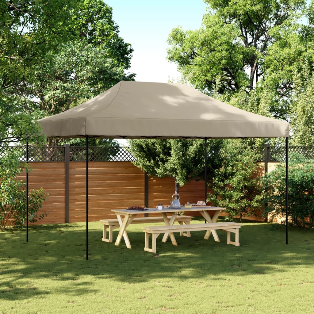 foldbart pop up-festtelt 440x292x315 cm gråbrun