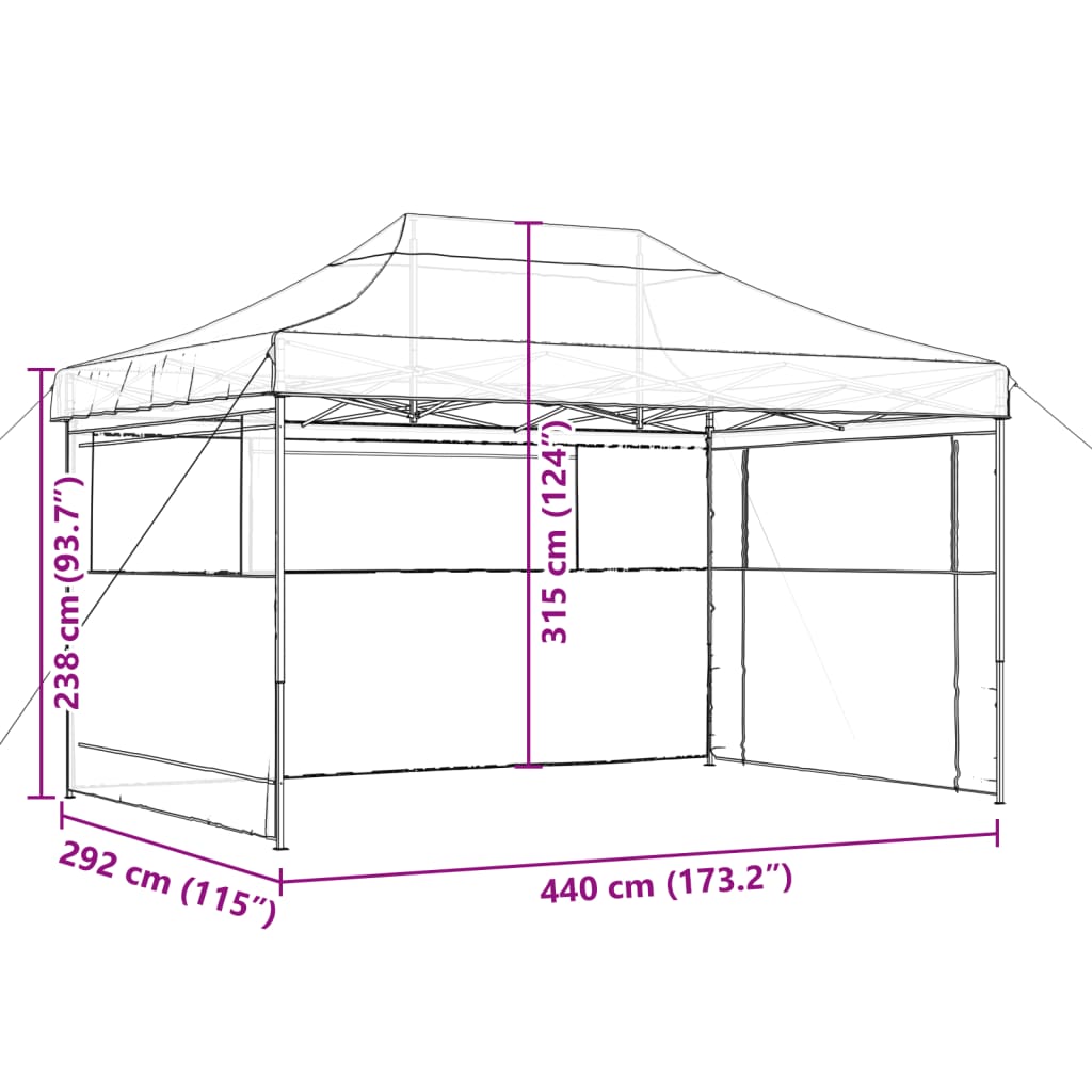 foldbart pop-up festtelt med 3 sidevægge beige