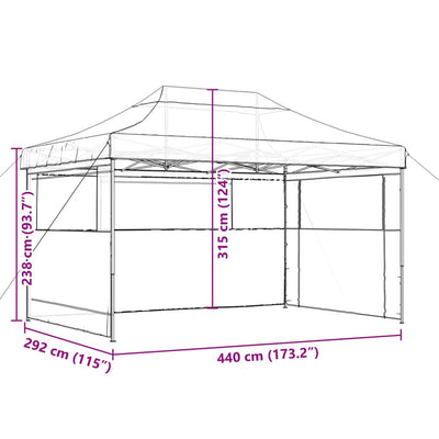 foldbart pop-up festtelt med 3 sidevægge beige