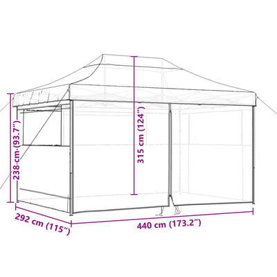 foldbart pop up-festtelt med 4 sidevægge gråbrun