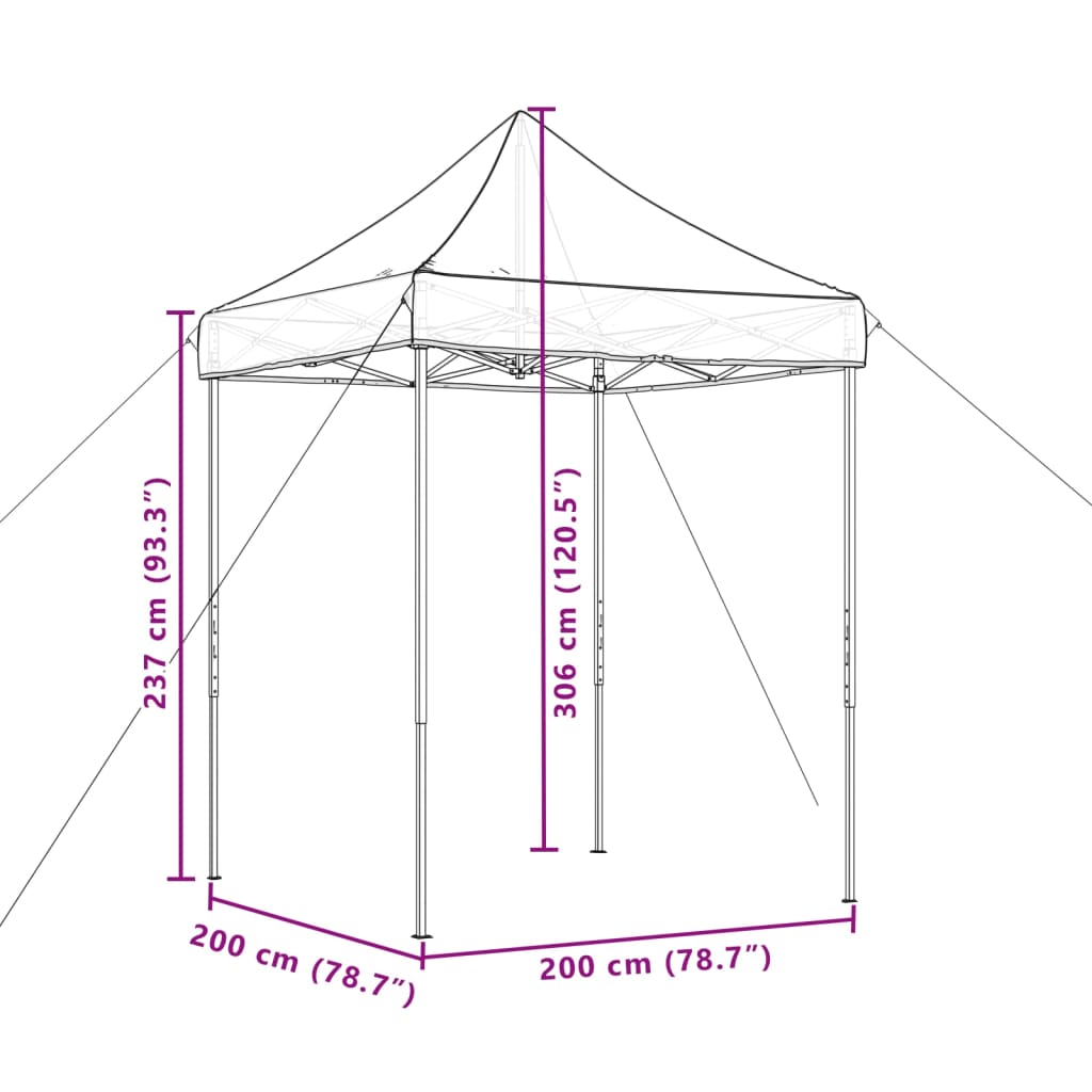 pop op-festtelt 200x200x306 cm foldbart brun