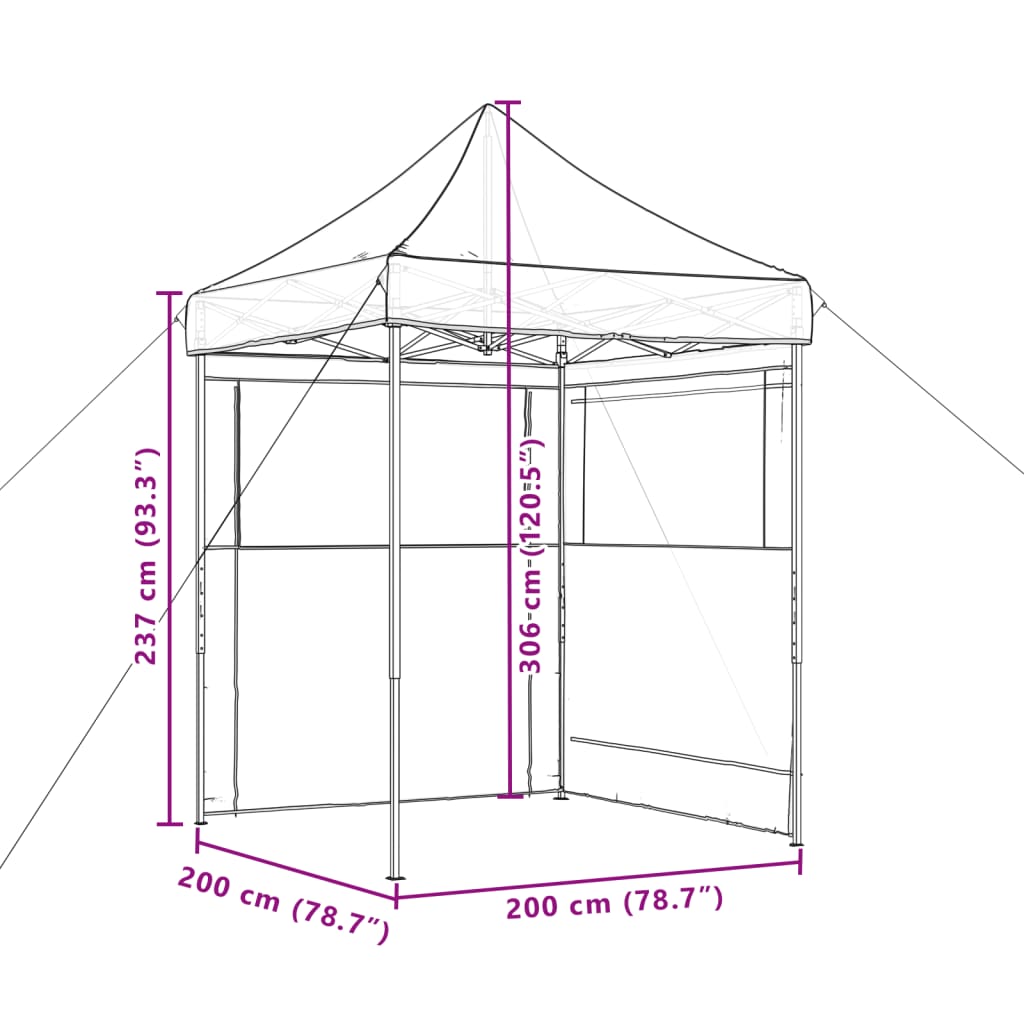 foldbart pop-up festtelt med 2 sidevægge grøn