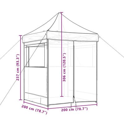 foldbart pop-up festtelt med 4 sidevægge terracotta