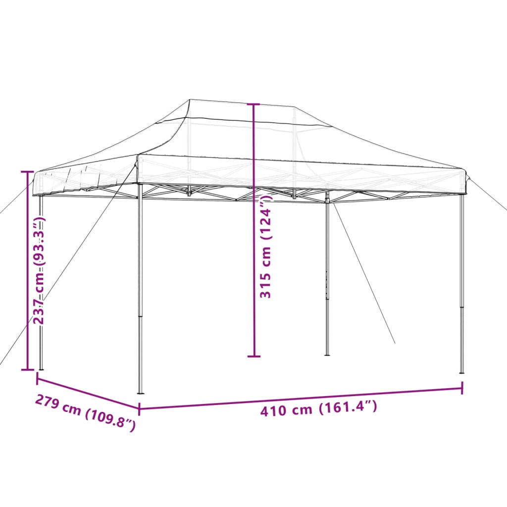 pop op-festtelt 410x279x315 cm foldbart orange