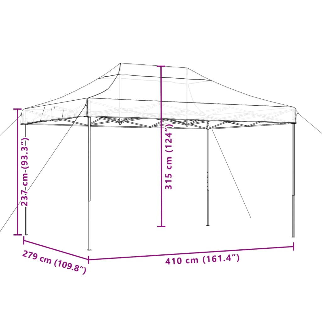 pop op-festtelt 410x279x315 cm foldbart bourgogne