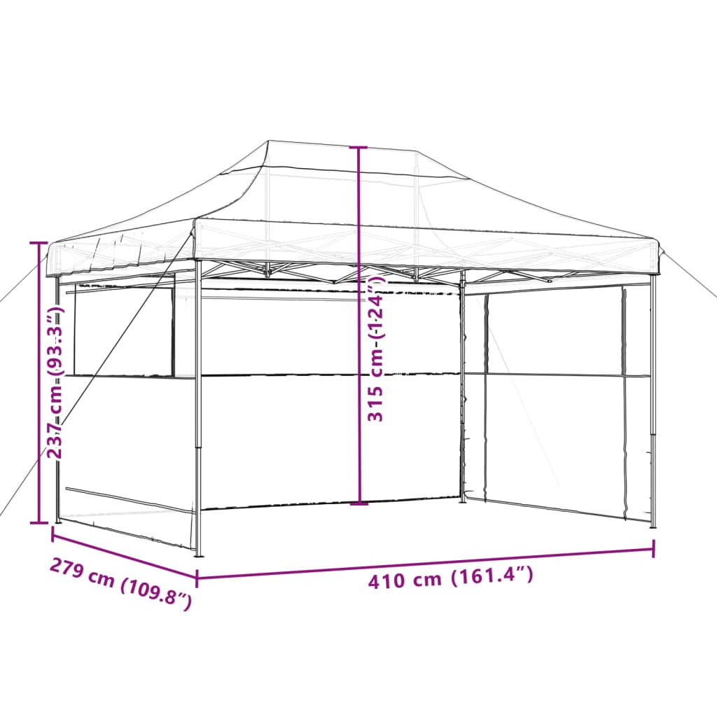 foldbart pop-up festtelt med 3 sidevægge beige