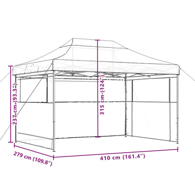 foldbart pop-up festtelt med 3 sidevægge beige