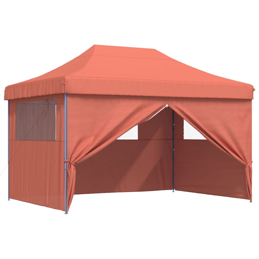 foldbart pop-up festtelt med 4 sidevægge terracotta