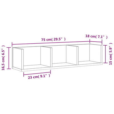 vægskab 75x18x16,5 cm konstrueret træ hvid