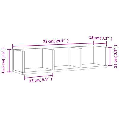 vægskab 75x18x16,5 cm konstrueret træ sonoma-eg