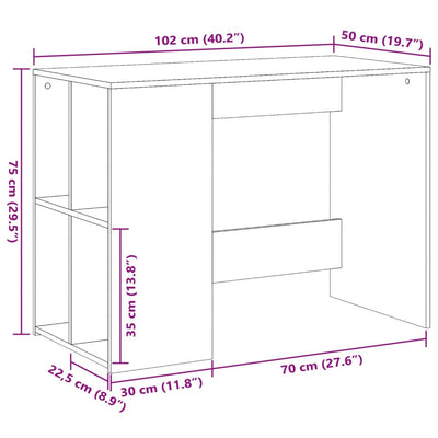 skrivebord 102x50x75 cm konstrueret træ hvid