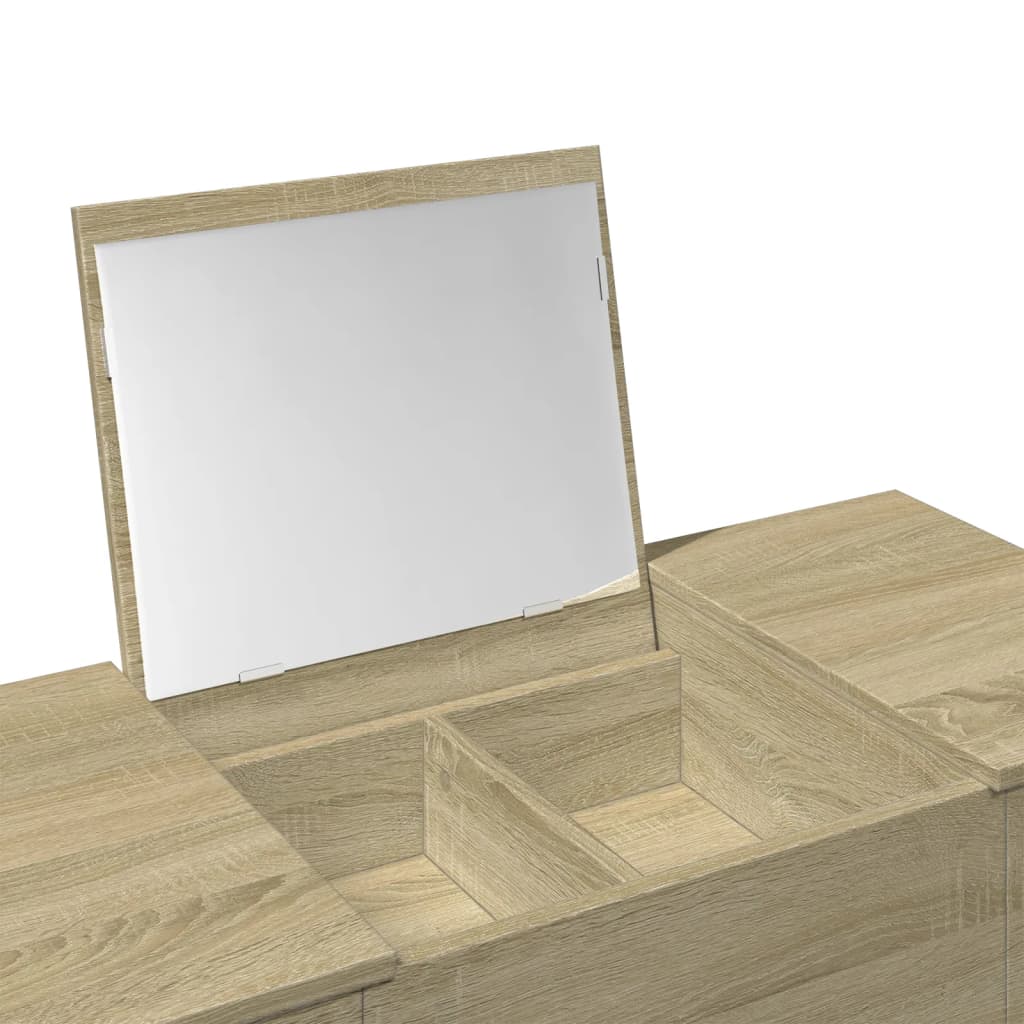 makeupbord med spejl 100x45x76 cm sonoma-eg