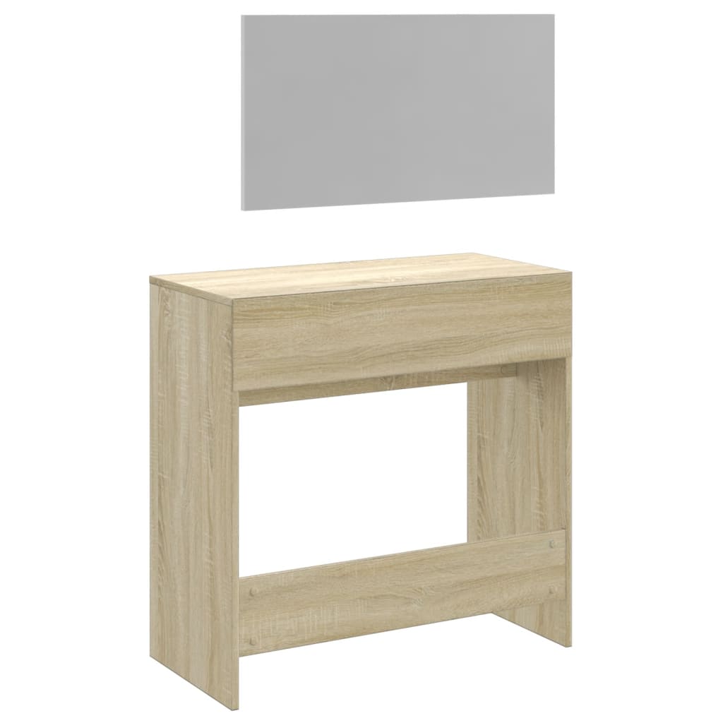 makeupbord med spejl 80x39x80 cm sonoma-eg