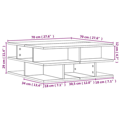 sofabord 70x70x29 cm konstrueret træ sonoma-eg