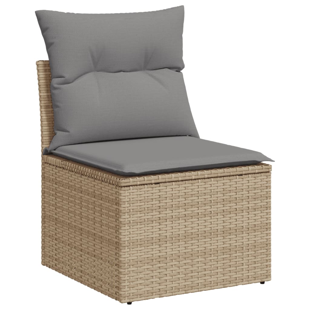 spisebordssæt til haven 9 dele med hynder polyrattan beige