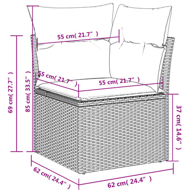 spisebordssæt til haven 9 dele med hynder polyrattan beige