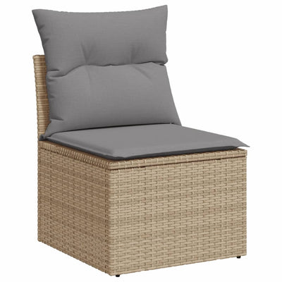 havesofasæt 10 dele med hynder polyrattan beige