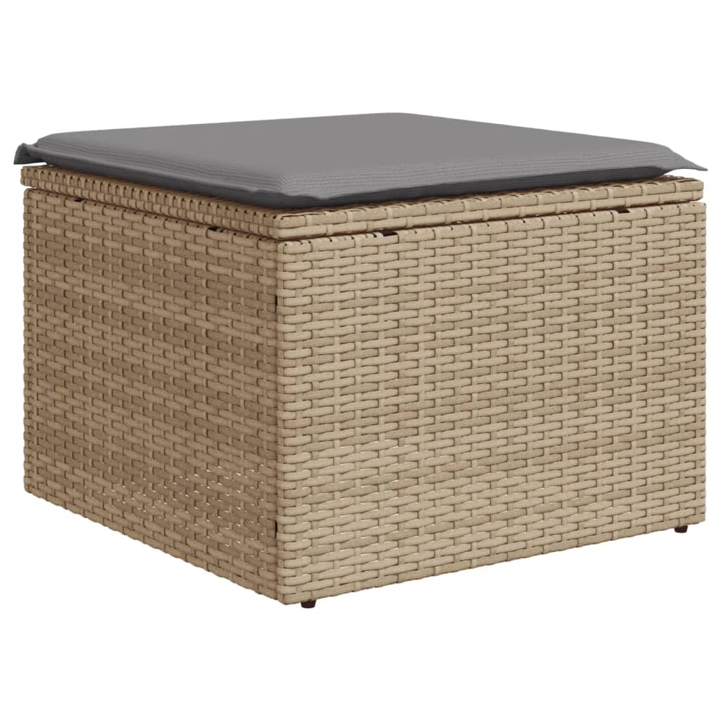 havesofasæt 7 dele med hynder polyrattan beige