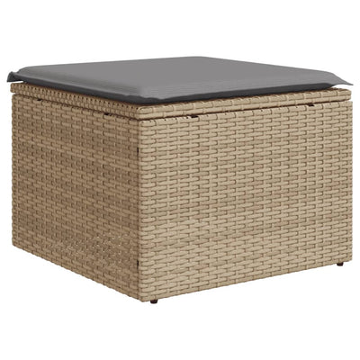 spisebordssæt til haven 9 dele med hynder polyrattan beige