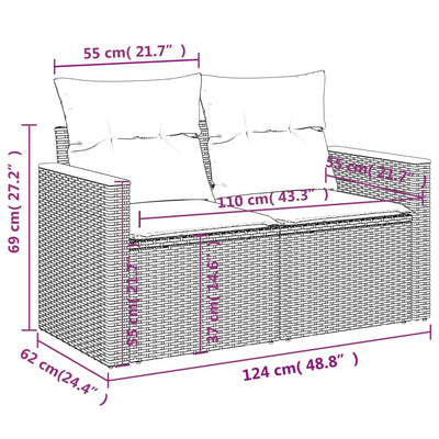 havesofasæt 11 dele med hynder polyrattan beige