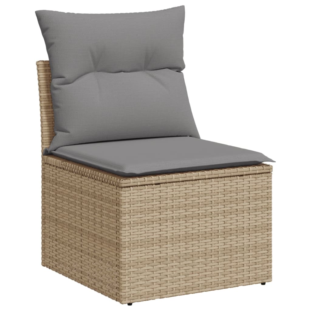 spisebordssæt til haven 13 dele med hynder polyrattan beige