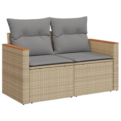 havesofasæt 11 dele med hynder polyrattan beige