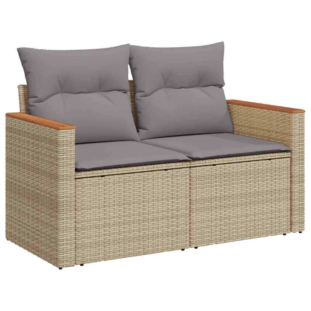 havesofasæt 12 dele med hynder polyrattan beige