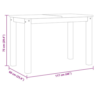 spisebord Panama 117x60x75 cm massivt fyrretræ