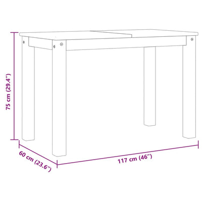 spisebord Panama 117x60x75 cm massivt fyrretræ hvid