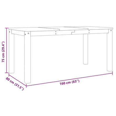 spisebord Panama 160x80x75 cm massivt fyrretræ