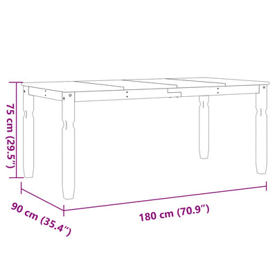 spisebord Corona 180x90x75 cm massivt fyrretræ