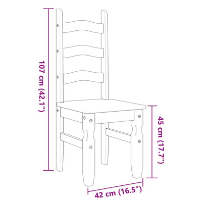 spisebordsstole 2 stk. Corona 42x47x107 cm massivt fyrretræ