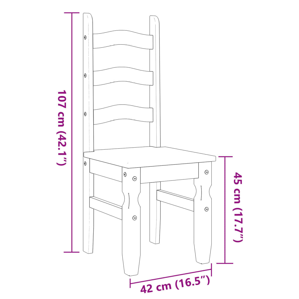 spisebordsstole 2 stk. Corona 42x47x107 cm massivt fyrretræ grå