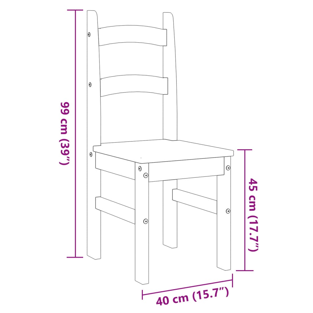 spisebordsstole 2 stk. 40x46x99 cm massivt fyrretræ hvid