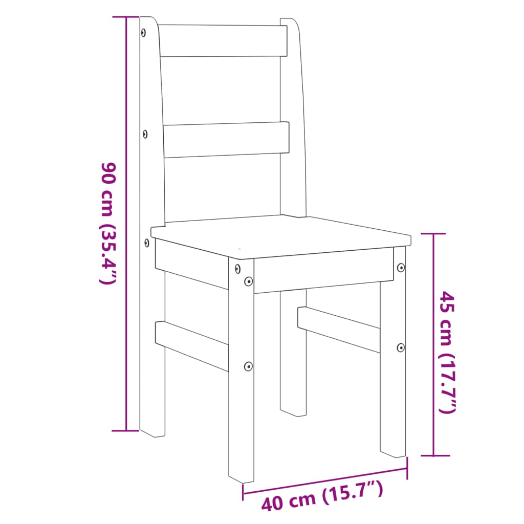 spisebordsstole 2 stk. Panama 40x46x90 cm massivt fyrretræ hvid