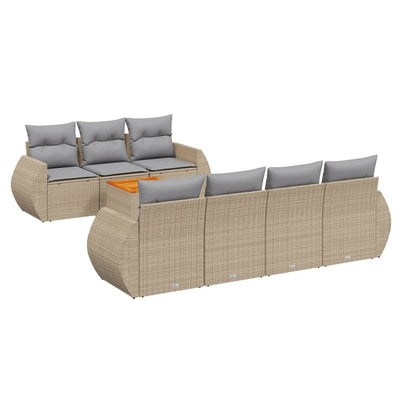 sofasæt til haven 8 dele med hynder polyrattan beige