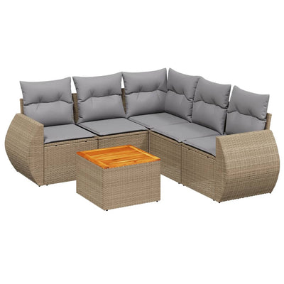 sofasæt til haven 6 dele med hynder polyrattan beige