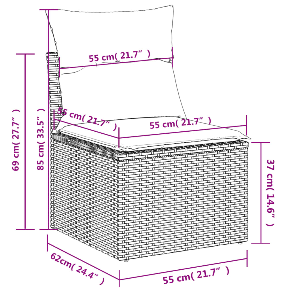 sofasæt til haven 10 dele med hynder polyrattan beige