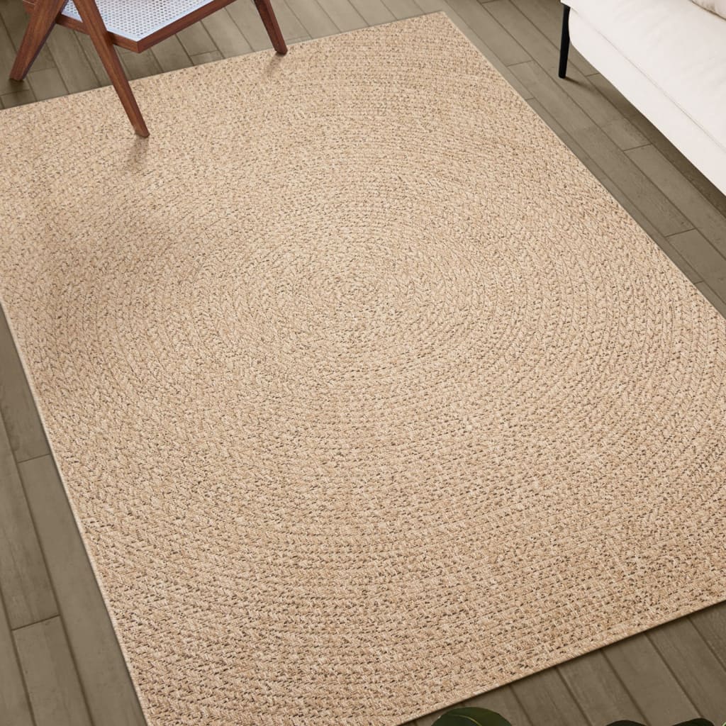 gulvtæppe ZIZUR 240x240 cm jute-look indendørs og udendørs