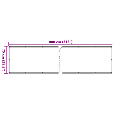 altanafskærmning 800x75 cm PVC hvid